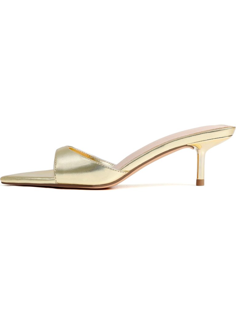 Women's Gold Kitten Heels Pointed Open Toe Slingback Heels Sandals Summers